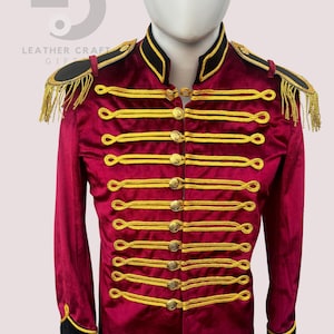Hussar Jacket Women&#39;s with Gold Epaulettes , Women Velvet Military Officer Hussar Jacket, Pelisse Hussar Uniform, Royal Military Jacket,Gift