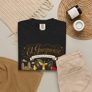 Güegüense Mask Illustration T-Shirt | Nicaraguan Folklore, Floral Motif