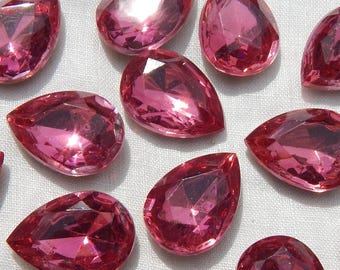 Cabujones de vidrio en forma de pera de 18 x 13 cm, piedras facetadas, engastes dorados S-580