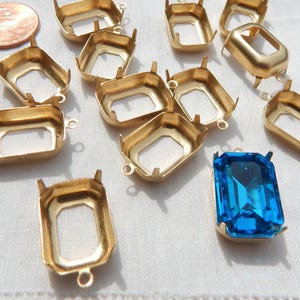 10 engastes de 18 x 13 mm de latón crudo para piedra facetada rectangular M-34