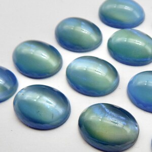 Vintage Glass Cabochon Glass Opal stone 2 pcs 16x12 Blue S-272 image 2