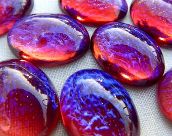 18x13 Vintage Glass Mexican Opal Dragons Breath Cabochon 18x13mm Fire Opal  S-512