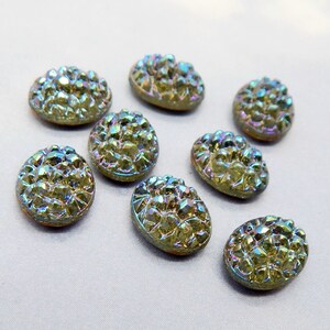 Glass Cabochon 10x8mm Vintage Sugar Stones 6 pcs S-178