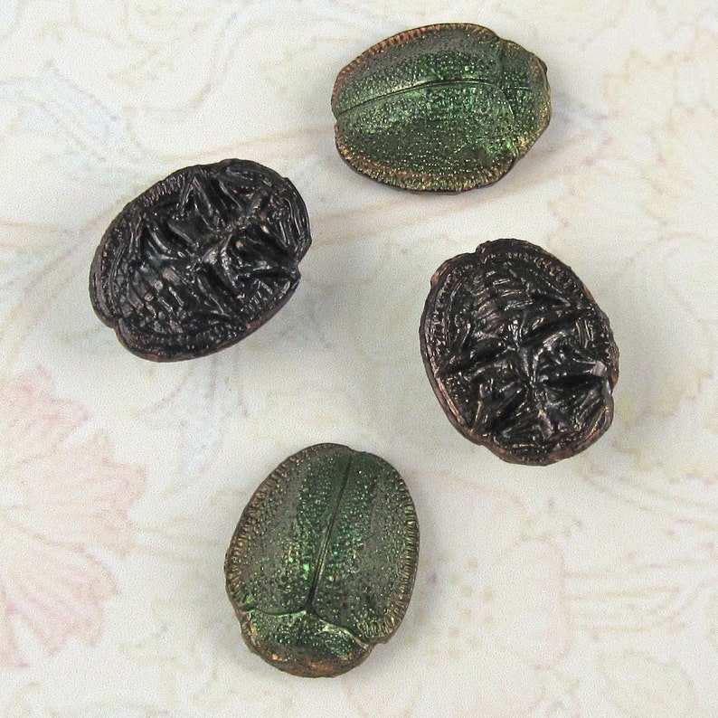 Rare 1920s SCARAB Vintage Egyptian Revival Glass Cabachon Antique Stones Art Deco S-52 image 5