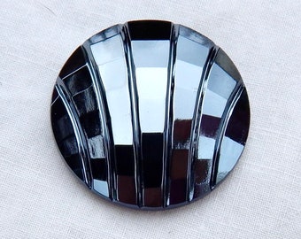 Vintage Glass Cabochons 30mm Hematite Vintage Glass Cabochon Stones 1 pc S-66