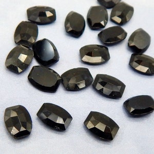 20 pcs Art Deco Glass Cabochon Faceted Rare Vintage Black Square Stones  S-136