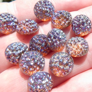 Glass Cabochon 12mm Vintage Sugar Stones Madera Topaz AB 6pcs S-162