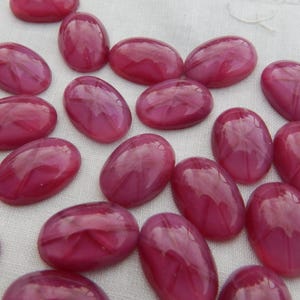 6 Glass Stones Pink Catseye Vintage Glass Cabochons 6 pcs 16x11  Stones S-542