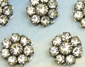Rhinestone Bead Swarovski Clear Crystal rhinestone flower in antique silver setting
