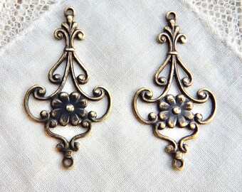 Componentes para pendientes, piezas estampadas de latón antiguo M-208