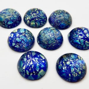 Blue Opal Cabochon 4 pcs 16mm Vintage Glass Cabochon Stones S-10