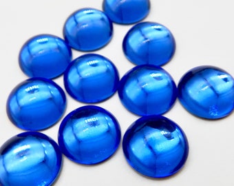 Blue Glass Cabochons SWAROVSKI 6 pcs 15mm SAPPHIRE Blue Vintage Stones S-222