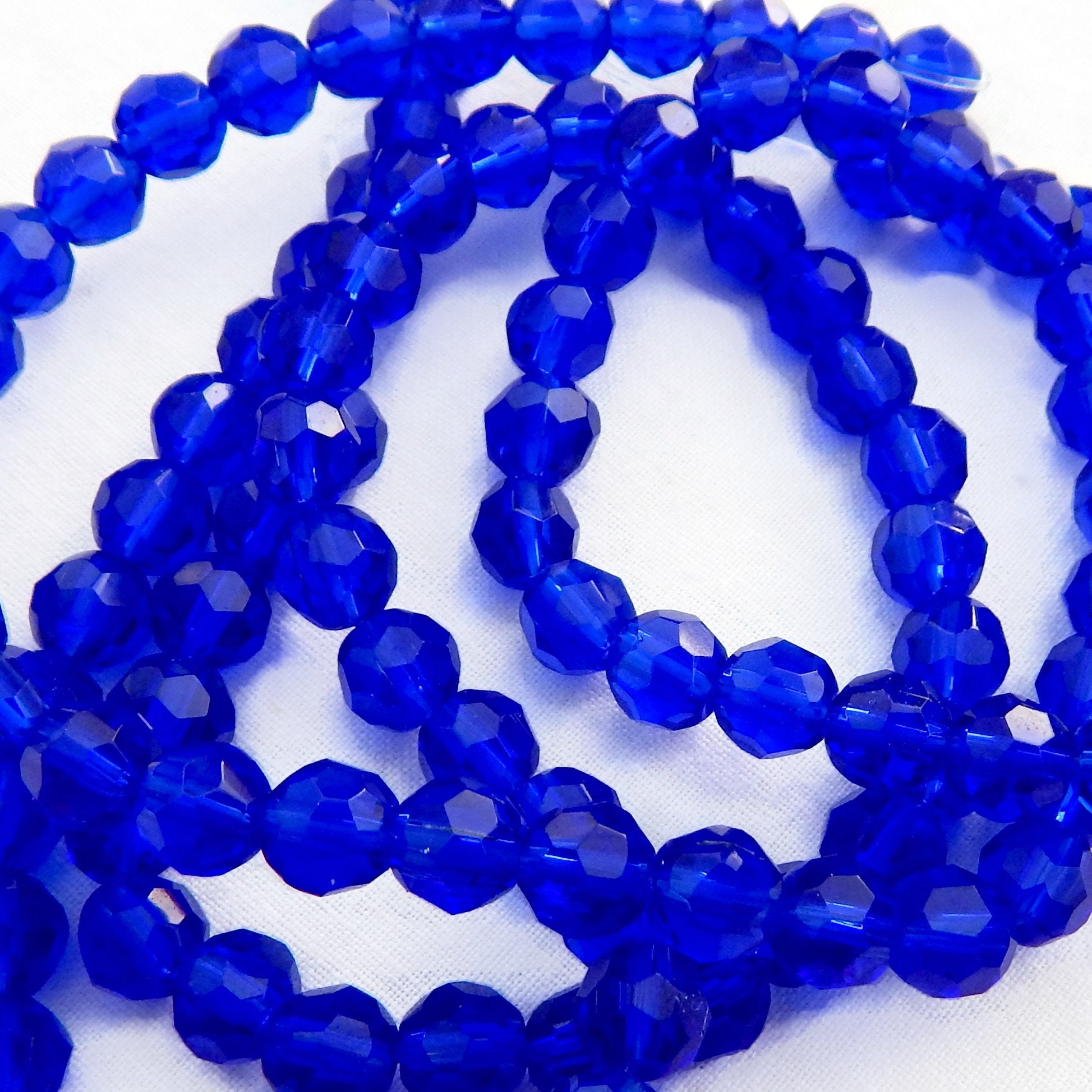 300 Perline Di Vetro Ceche Sfaccettate - 6mm, Cristallo Blu Lucidato A Fuoco Per Gioielli Fai Da Te