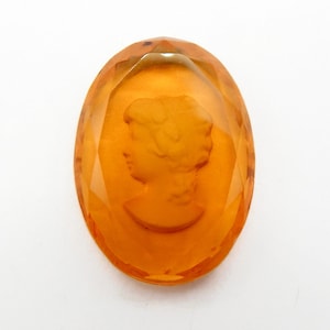 Vintage Glass Cameo 25x18mm Topaz  Oval Intaglio Cabochon Stones S-147