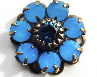 Crystal rhinestone flower Caribbean  Blue Opal Swarovski Charm set stones F110