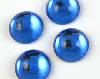 4 pz 18 mm blu zaffiro Pietre cabochon di vetro Vintage S-217