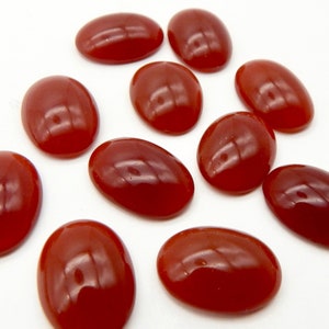 Glass Stones Vintage Glass Cabochons 6 pcs 18x13 mm Carnelian Glass Stones S-330