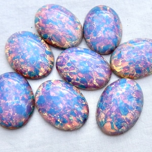 Opale rose 2 pcs 25 x 18 mm opale de feu vintage cabochon en verre S-12 P