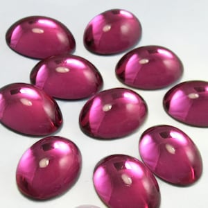 Vintage Glass Cabochons 6 pcs SWAROVSKI 18x13 mm Hot Pink FUCHSIA Stones S-215
