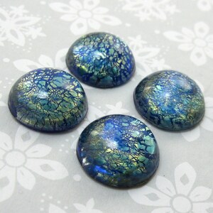 Blue Opal Cabochon 4 pcs 16mm Vintage Glass Cabochon Stones S-10 image 7