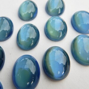 Vintage Glass Cabochon Glass Opal stone 2 pcs 16x12 Blue S-272 image 4