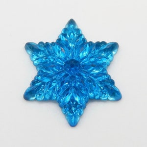 Art Deco Glass Cabochon Star Faceted RARE Vintage Blue Stones  1 pc S-194