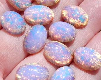 Pink fire Opal Cabochon Vintage Glass Stones 4 pcs 14x10mm S-16 MP