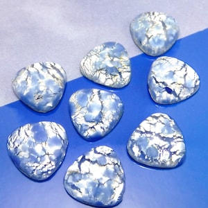 Opal Cabochons 14mm Triangle Blue Opal Vintage Glass Stones  4 pcs S-127