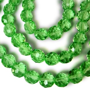 16 pcs 10mm Green Crystal Beads Peridot Mint Round Faceted B-233