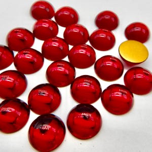 Vintage Glascabochons, 12 mm, leuchtend rote Swarovski-Steine, 8 Stück, S-260 Bright