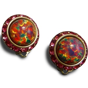 Strass Clip Ohrring rosa Kristall Vintage Swarovski Kristalle