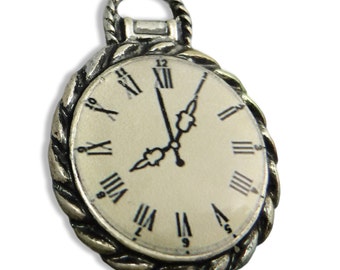 4 pcs Steampunk Clock Charms Cast Pocket Watch Antique Silver Casting M-111