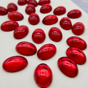 Vintage Glass Cabochons 14x10 6 pcs Red Swarovski Stones S-207