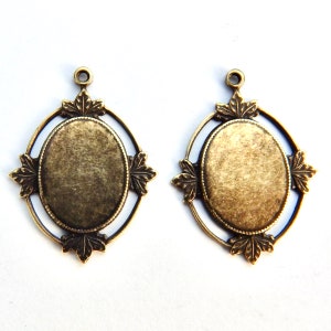 Cabochon Settings 14x10mm 16x11, 16x12 Frame Setting Oval  Brass Stamping M-203