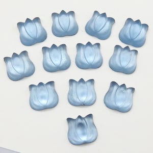Cabochon tulp glas 4 stuks vintage blauwe stenen ZELDZAME op lalique geïnspireerde S-410