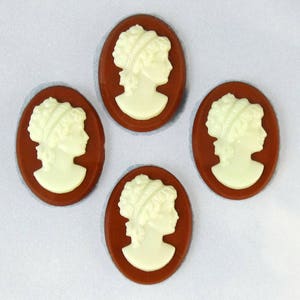 18 x 13 Karneol Elfenbein Cameo-4 Stück Vintage-Glas-Steine-Cabochon S-37