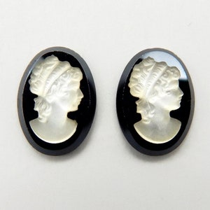 4 pcs 18x13mm Glass Cameo Hemitite Frost Clear vintage glass Cabochon stones S-35