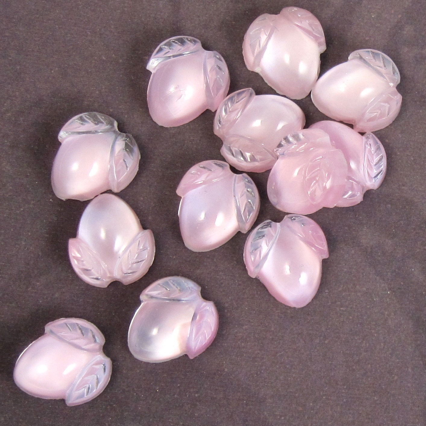 12 Pcs Pink Vintage Glass Cabochon Stones 10x12mm S113 Etsy