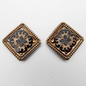Vintage Glas Cabochon SELTEN Quadratische Steine 2 Stück S-30 Bronze