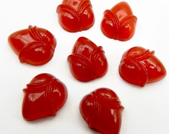 Carnelian Vintage Glass Stones Rare Flower Cabochons S-140