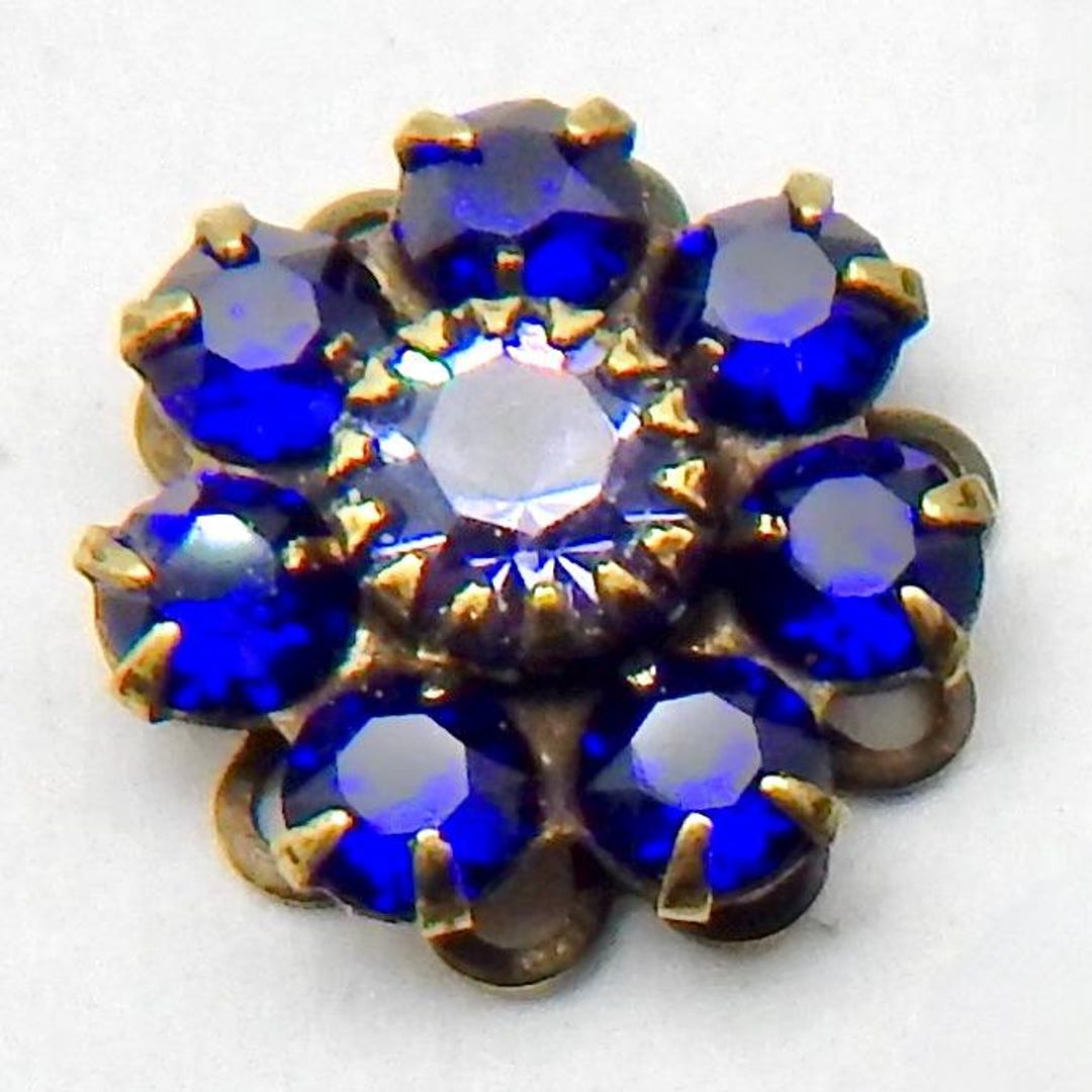 Blue Swarovski Crystal Rhinestone Flower Charm Heliotrope