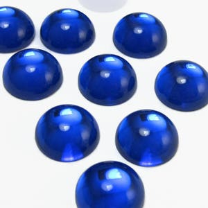 Glass Stones Blue Vintage Glass Cabochon 6 pcs 14 mm Colbalt Stones S-243