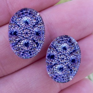 Vintage Glass Cabochons RARE 18x13 Iridescent Purple Opal Stones S-38 P