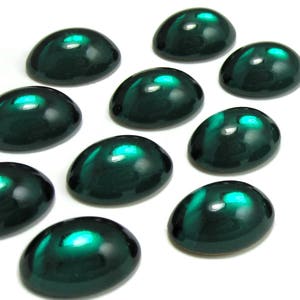Green Glass Cabochons 6 pcs SWAROVSKI 18x13 mm Emerald Vintage Stones S-211