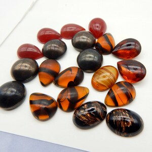 Vintage Glass Cabochons 20 pcs 18x13mm Glass Mixed Cabochon Stones MIX 51