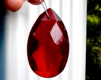 Vintage Glass Teardrop Pendant Large Garnet Red Bead Drops  B-264