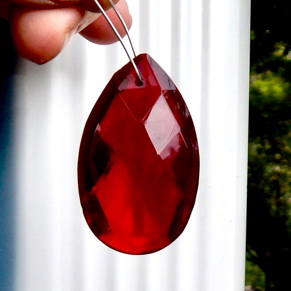 Vintage Glass Teardrop Pendant Large Garnet Red Bead Drops  B-264