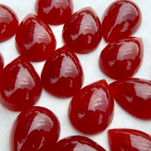 Vintage Glass Cabochons 6 pcs 18x13mm Carnelian Pear Stones S-85