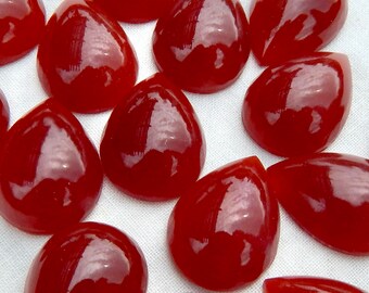 Cabujones de vidrio vintage, 6 piezas, 18 x 13 mm, piedras de cornalina en forma de pera S-85