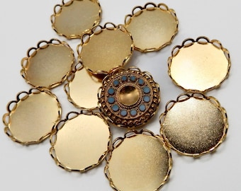 6 piezas de cabujón ovalado de latón dorado con borde de encaje de 13 mm y ajustes M-30